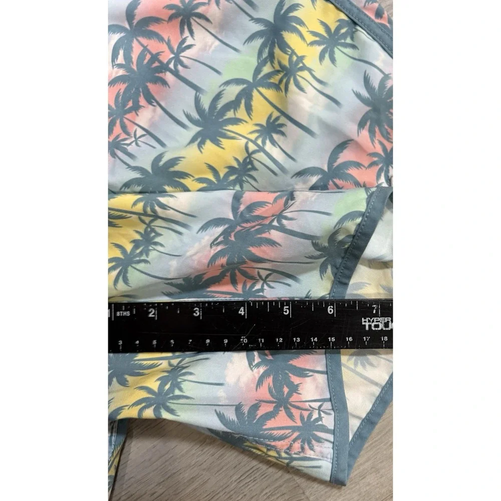 Burlebo Multicolor Palm Tree Swim Trunks Men's Size M Colorful Lined Stretch
